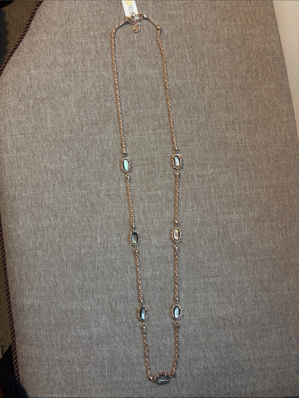 NWT Rare Kendra Scott Leighton Rose Gold Iridescent Long Necklace $120